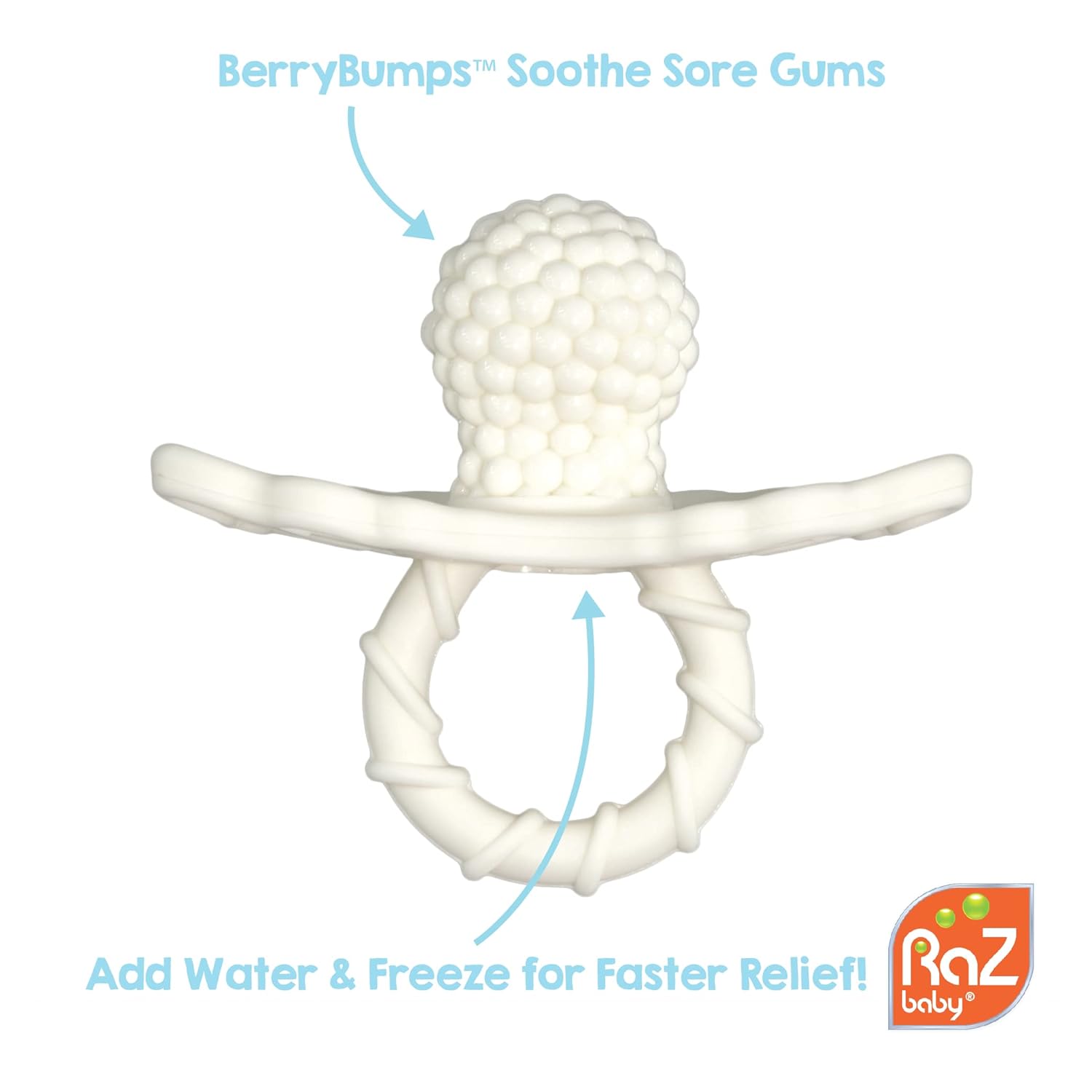RaZbaby RaZberry Silicone Baby Teether Toy - Berrybumps Soothe Babies Sore Gums - Infant Teething Toy - Hands Free Design - BPA Free - Easy-to-Hold Design - Teething Relief Pacifier - Fruit Shape/Red - Image 4